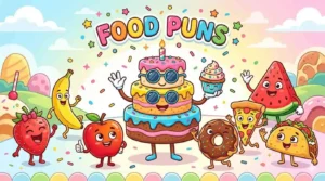 Funny cartoon foods telling jokes