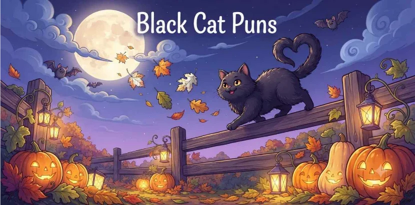 Playful black cat under moonlight