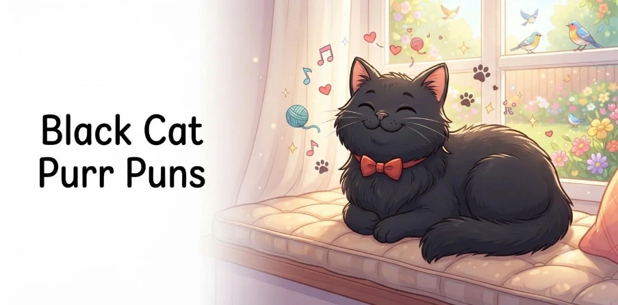 Black Cat Purr Puns   