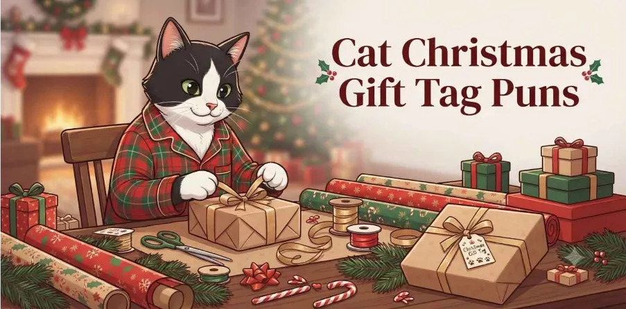 Cat Christmas Gift Tag Puns   