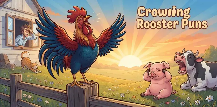 Rooster Crowing Aat Sunrise