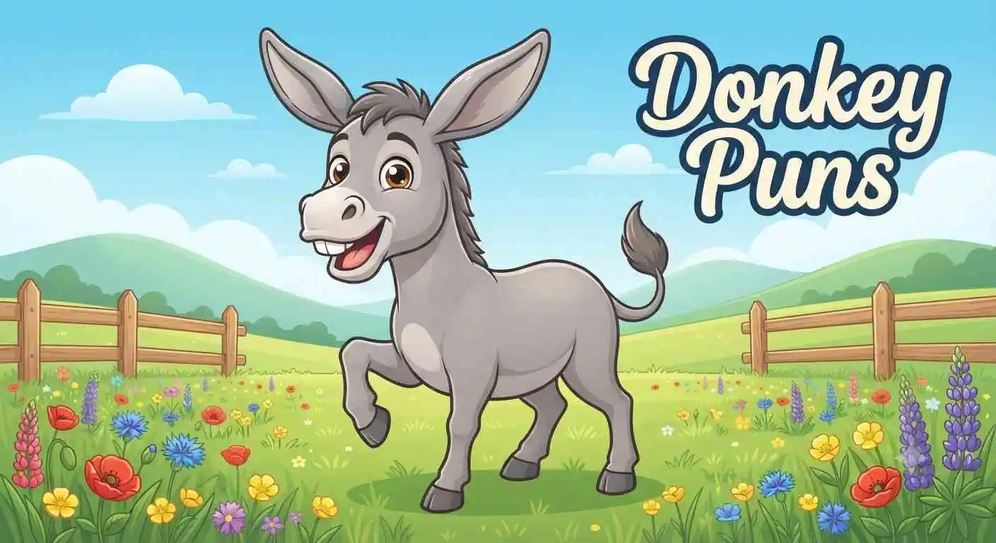 Funny donkey smiling happily