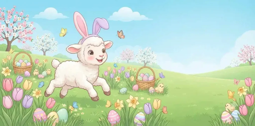 Cute Easter sheep celebrating
