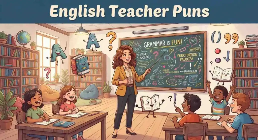 English teacher laughing