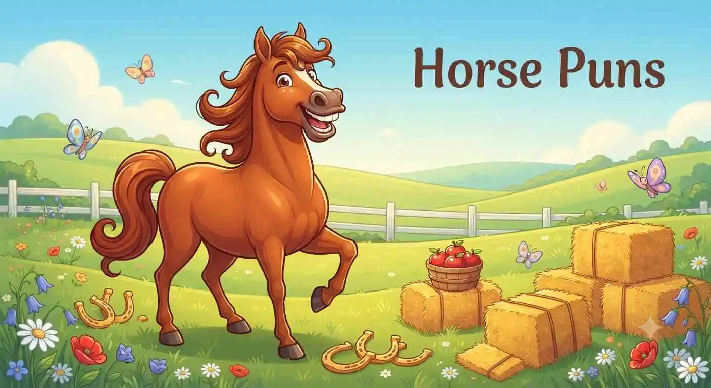 Funny horse smiling outdoors