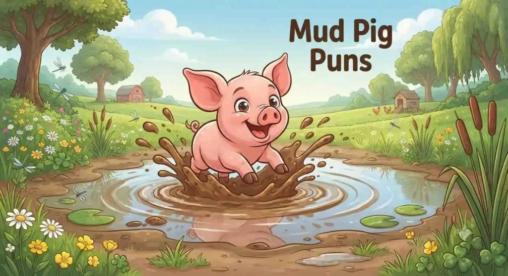 Playful pig in mud