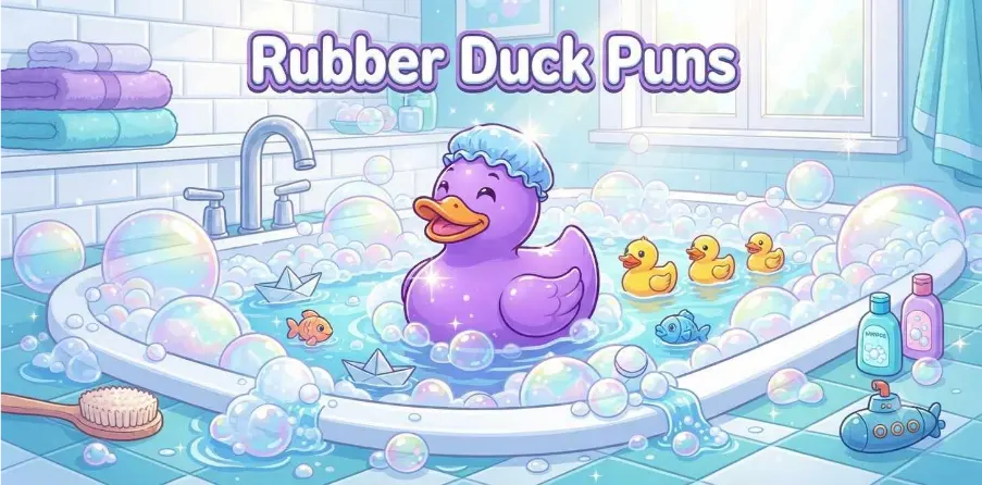 Funny rubber duck bubble bath