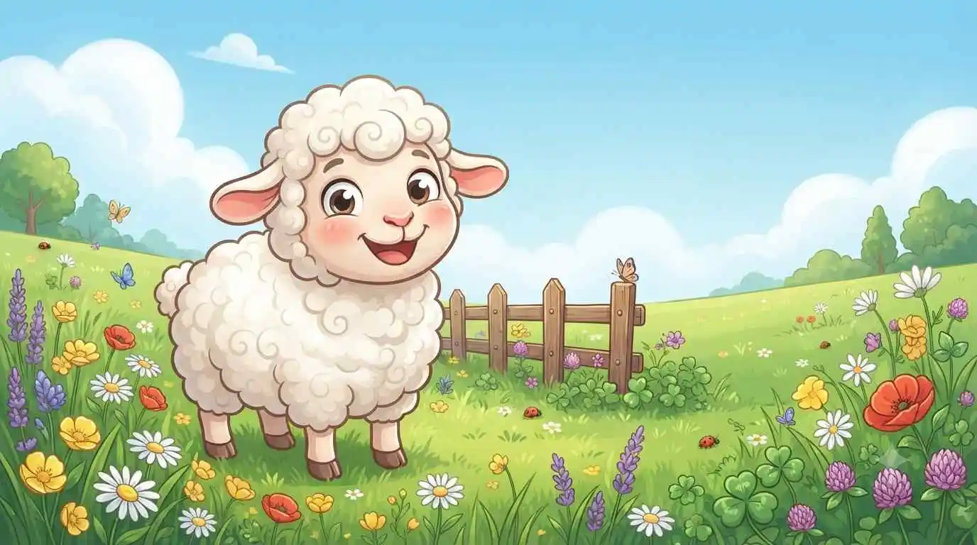 Cute sheep smiling happily