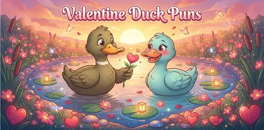 Cute Ducks Celebrating Valentine's Day