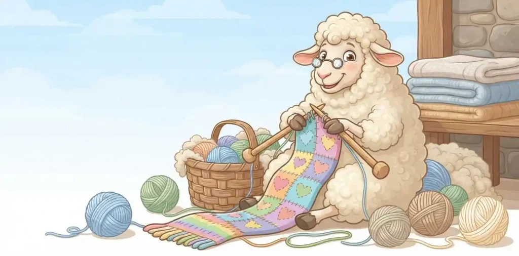 Happy sheep knitting wool
