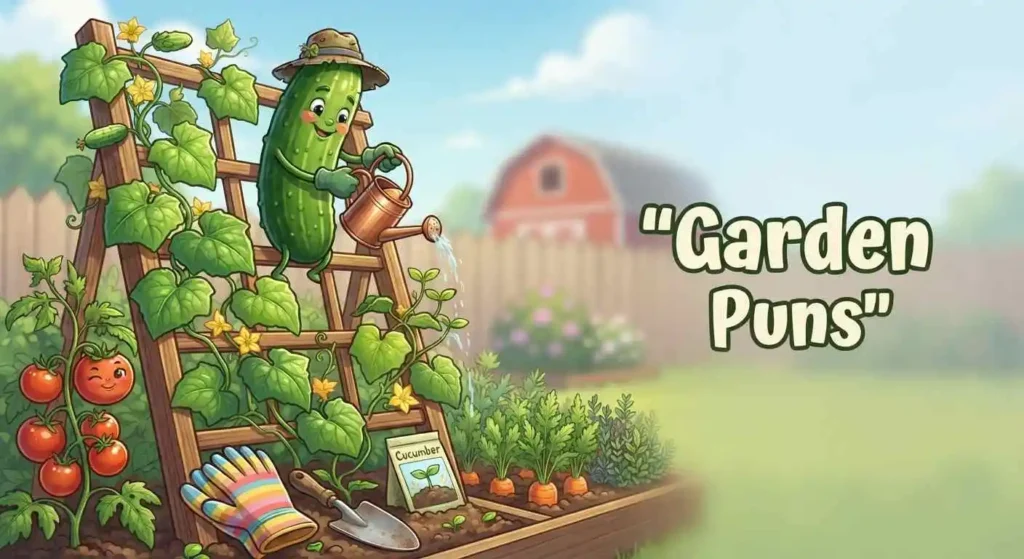 Cucumber gardening with playful vegetables