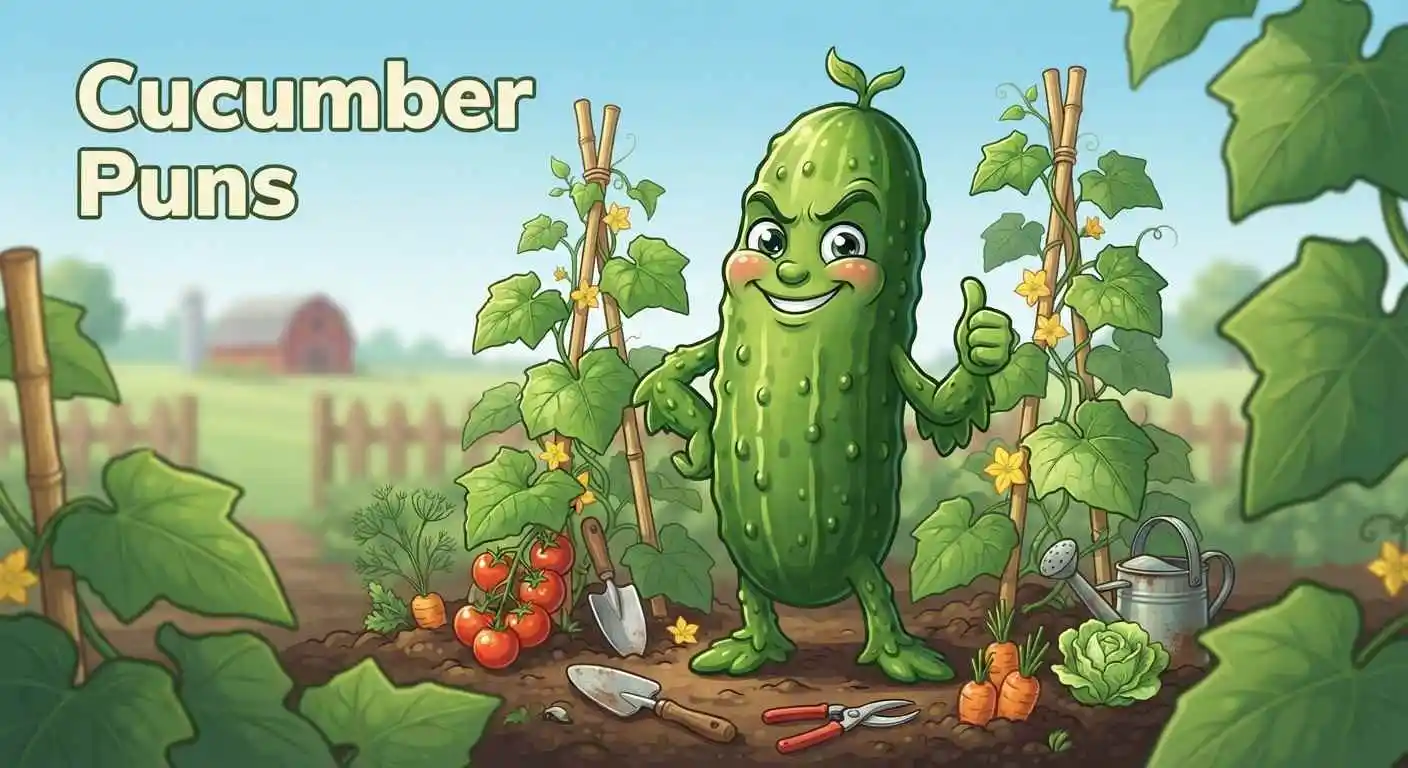 Funny cucumber with garden humor