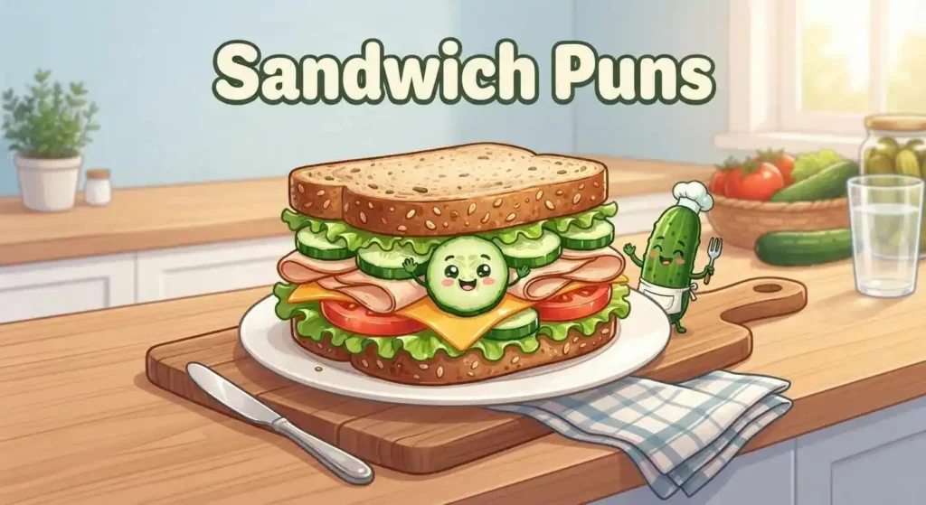 Cucumber sandwich with funny character