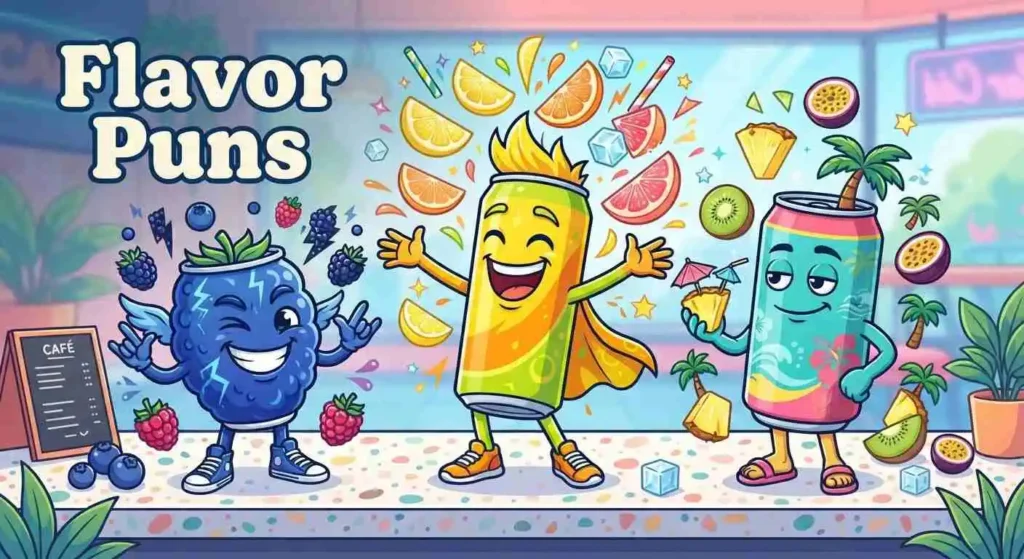 Colorful energy drink flavor