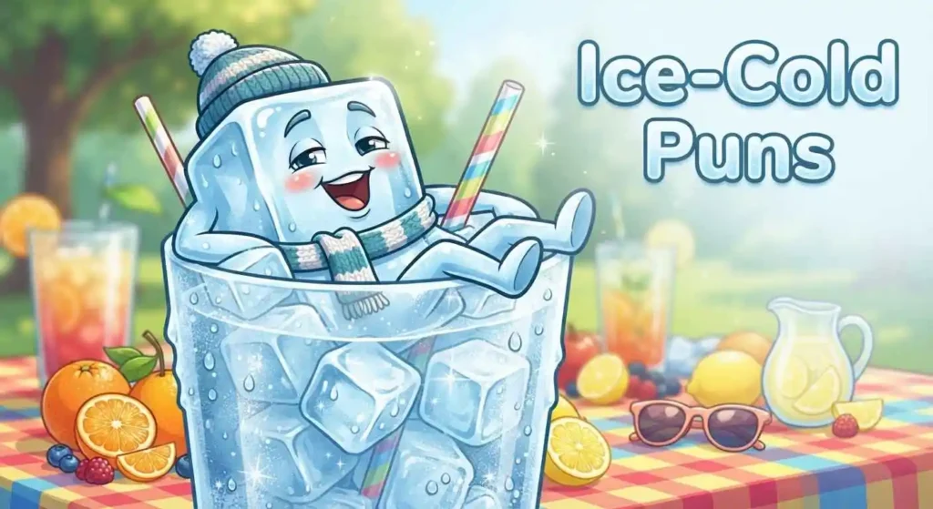 Funny character holding icy drink