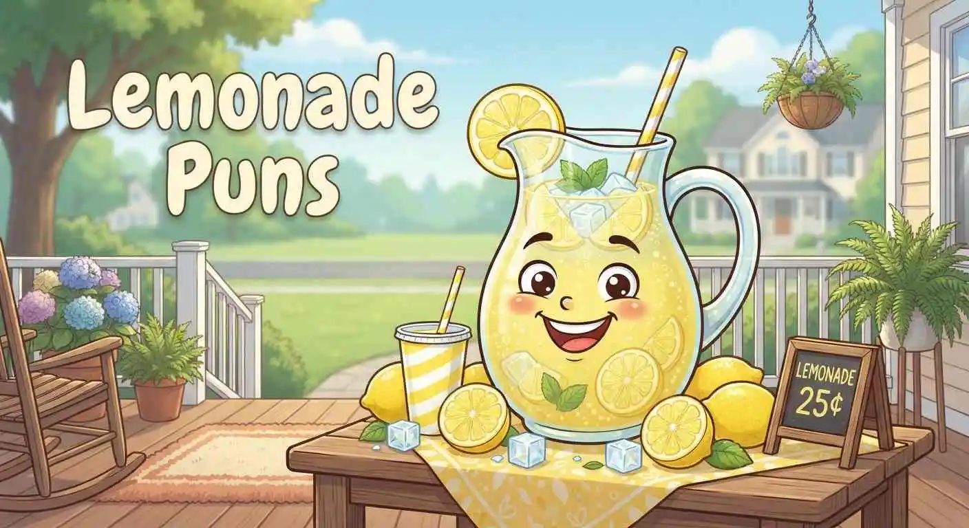 Bright lemonade pitcher with lemons.