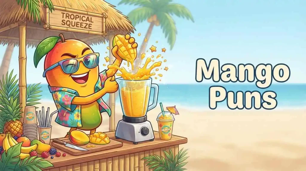 mango making tropical smoothie