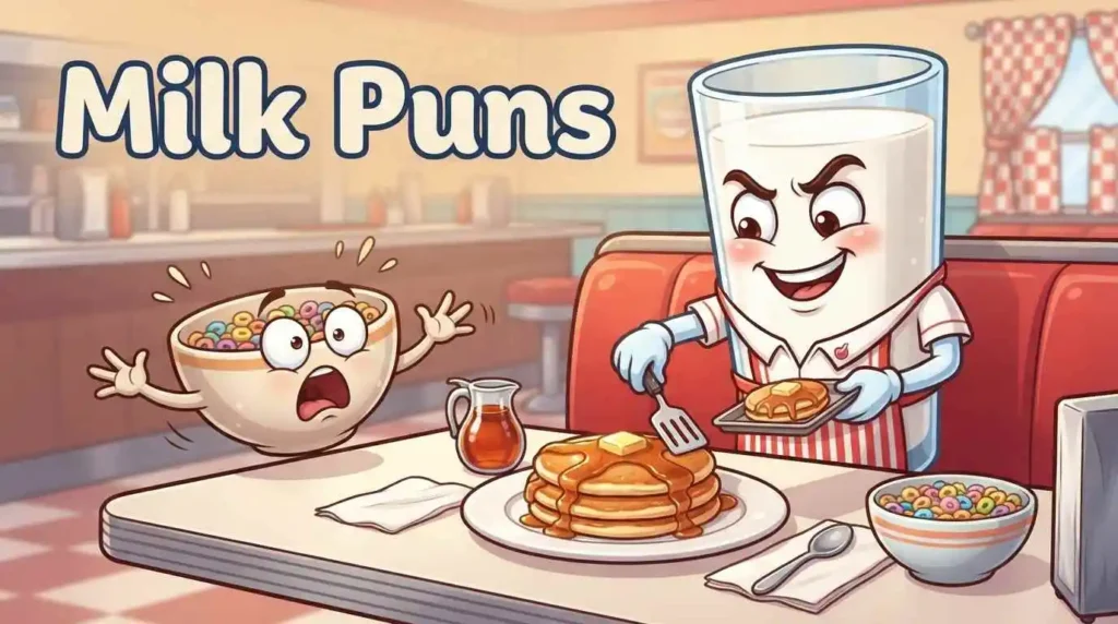 Funny milk enjoying breakfast