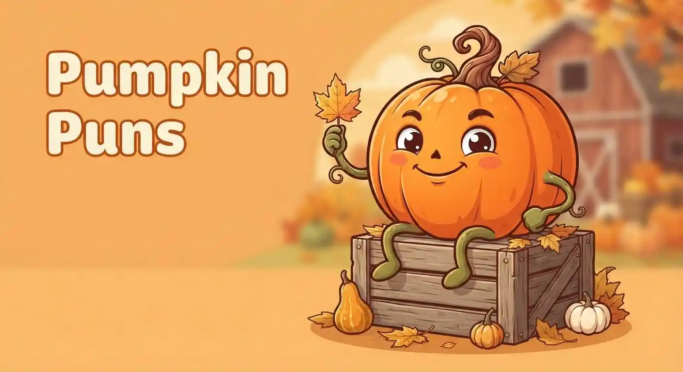 Funny pumpkin surrounded by autumn leaves