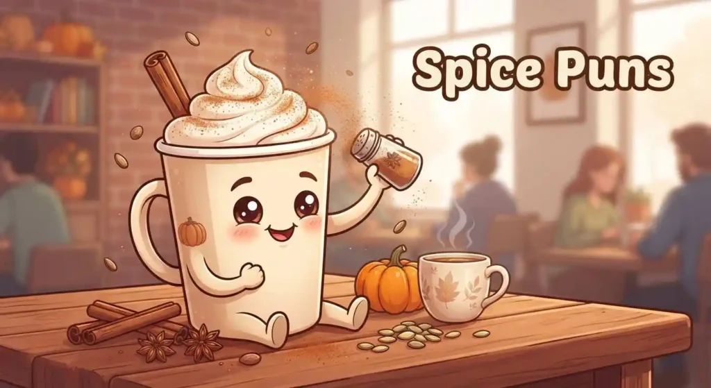Cute pumpkin spice latte enjoying a cozy café.