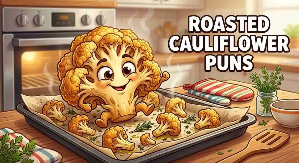 Roasted cauliflower on baking tray