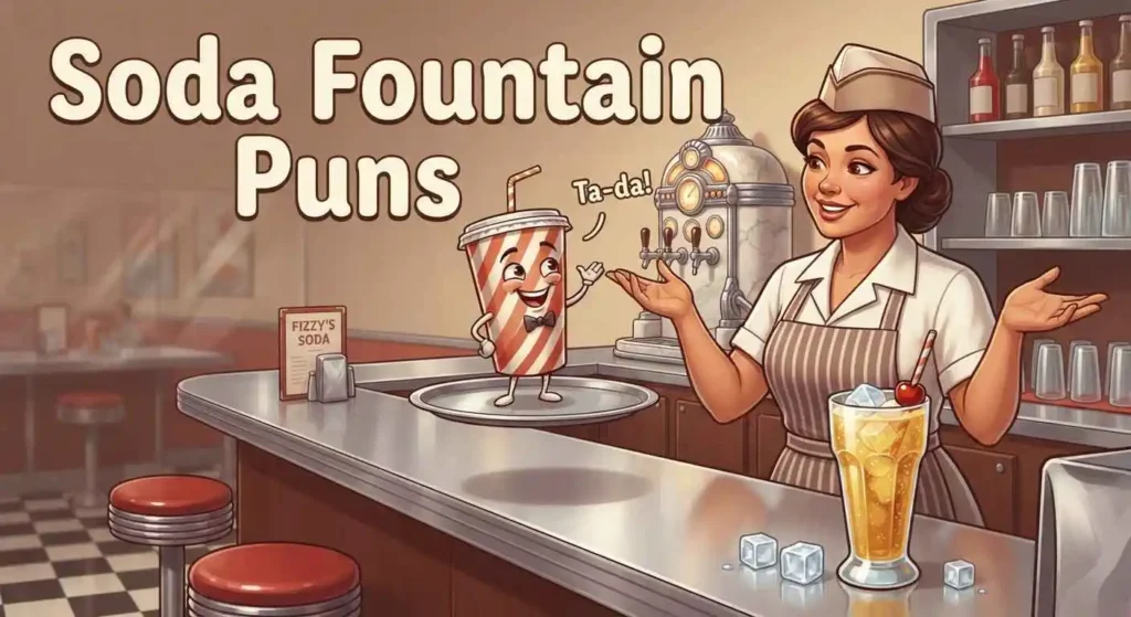 soda fountain serving colorful drinks