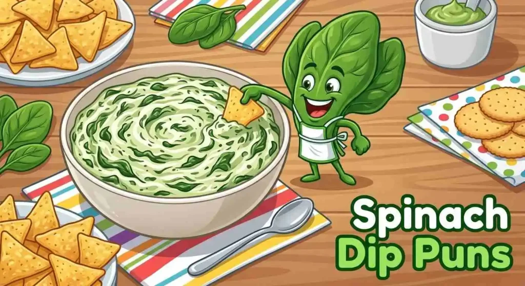 Funny spinach dip with chips