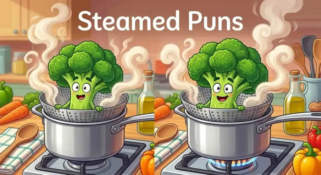 broccoli steaming in kitchen