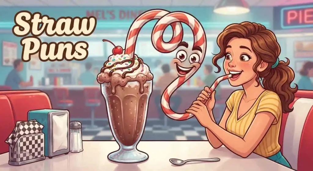 Funny straw in colorful milkshake